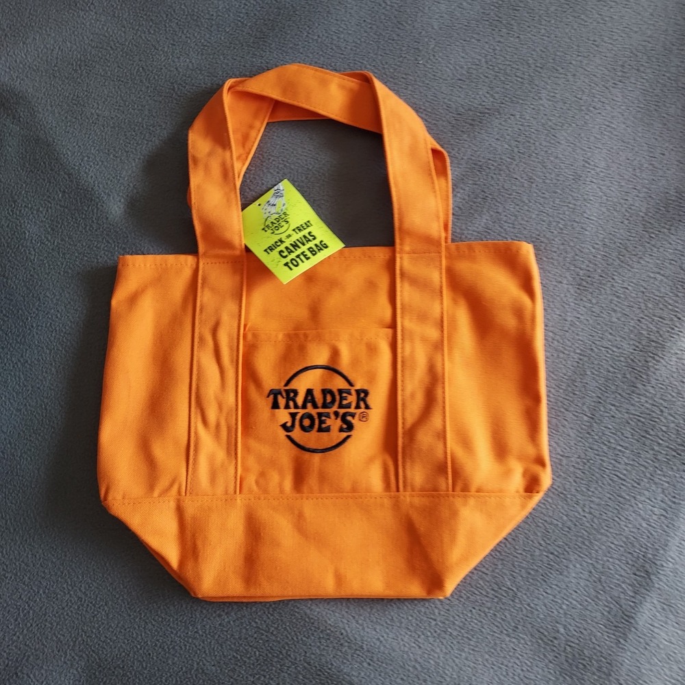Trader Joes Halloween Mini Trick Or Treat Orange Tote Bag ‎ NWT